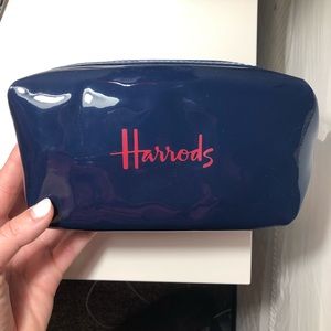 Harrods Navy Cosmetic Bag (Square)